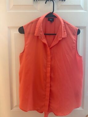 Sleeveless Button-Down Blouse in Coral by Mossino